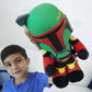 Mattel Star Wars Plush 12-inch Toy, Boba Fett Rocket Launching Soft Doll, Removable Air-Powered Rocket Launcher with Projectile