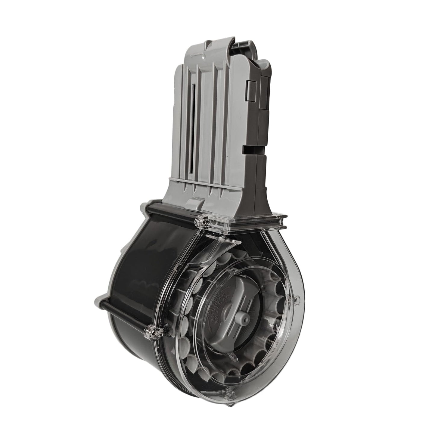 Dart Drum, High Capacity Drum Magazine Compatible with Nerf N-Strike Elite Blasters, Gray and Black, Quick-Load Design