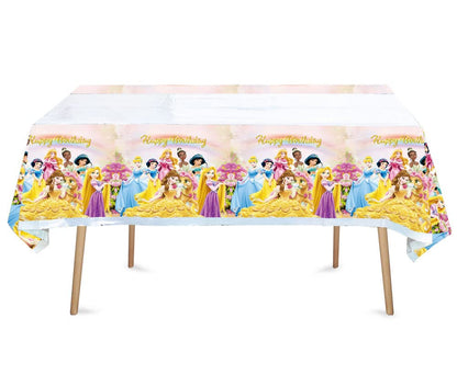 HACBYUTY 2pcs Princess Birthday Party Tablecloth Table Cover,Princess Birthday Supplies Decorations (70'' x 42'')