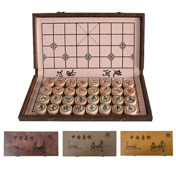 Luoyer 15 inch Chinese Chess Set with PU Leather Foldable Board Xiangqi Portable Chinese Chess Game Set Strategy Xiang Qi Board Games for 2 Players