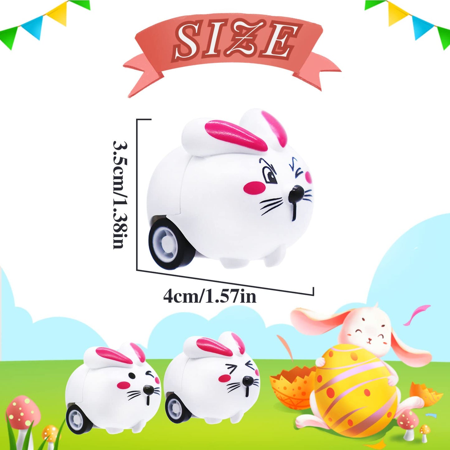 Qyyiguf 30 PCS Easter Rabbit Toy Cars,Rabbit Toys Pull Back Cars,Mini Bunny Toys for Easter Basket Stuffers,Easter Egg Stuffers,Party Favors,Classroom