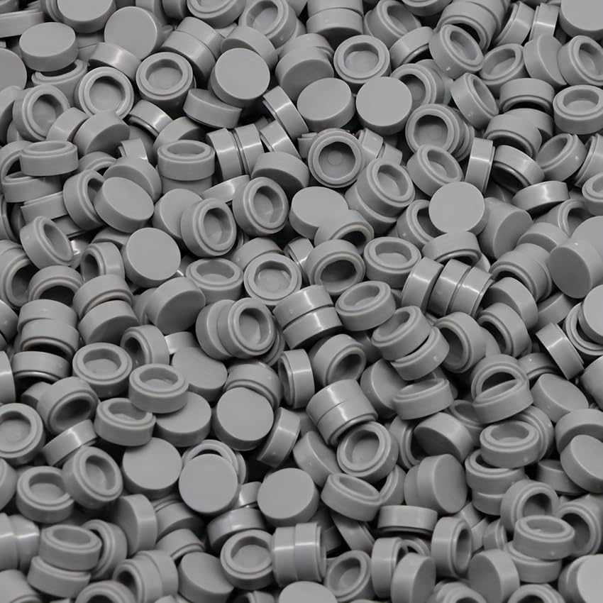 560 Piece Building Tile Bulk, Round 1x1, Compatible with Lego Parts and Pieces: (Color:Light Gray)