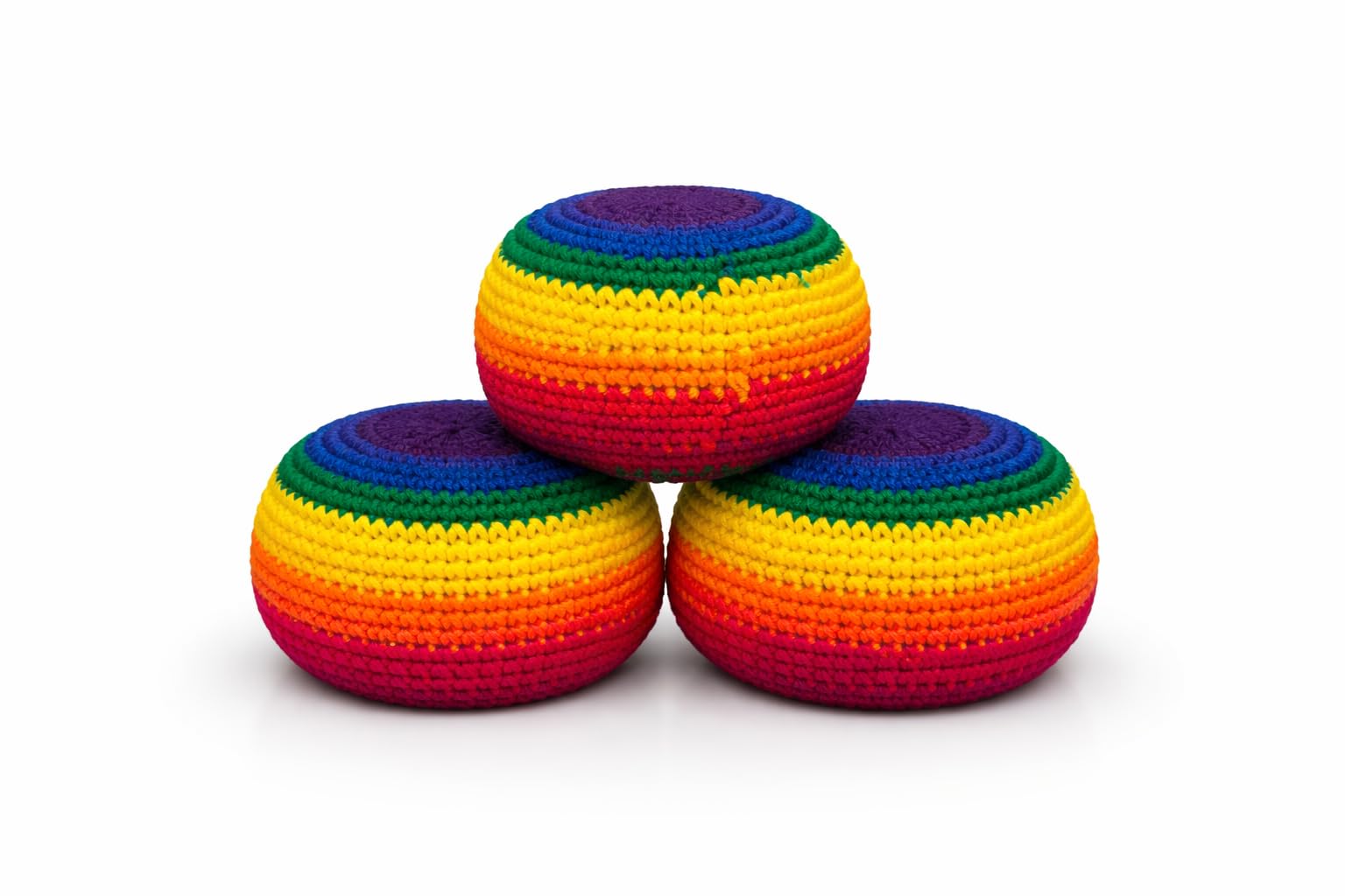 Funny Guy Mugs Footbag Balls 3 Pack Handmade Crocheted Kick Toss Balls from Guatemala Assorted Patterns Warm Fade