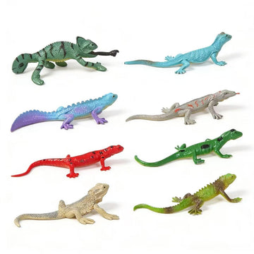 HLDMYYXGS 8PCS Plastic Lizards, Hand-Painted Small Animal Toys for Birthday Party Favors, Goodie Bags, Cake Toppers, School Science Projects, Sensory