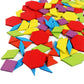 JCREN Wooden Pattern Blocks Montessori Toys Shape Puzzles Kindergarten Classic Educational Tangram Geometric Brain Teaser Toys Best STEM for Kids Ages