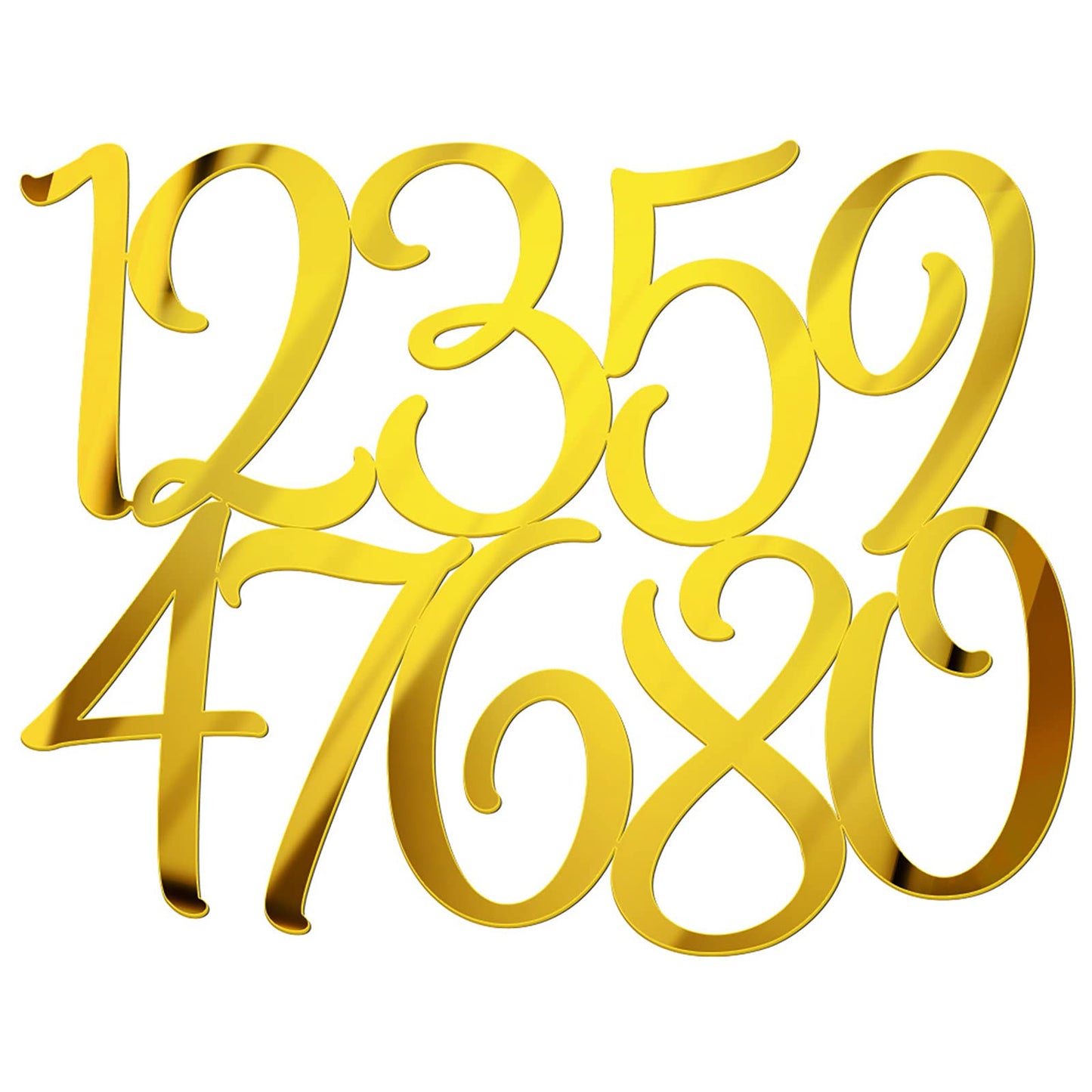 Acrylic Cake Numbers Topper, 0-9 Numbers Happy Birthday Cake Topper Gold Acrylic Wedding Party Cupcake Toppers for Birthday Party Wedding Anniversary