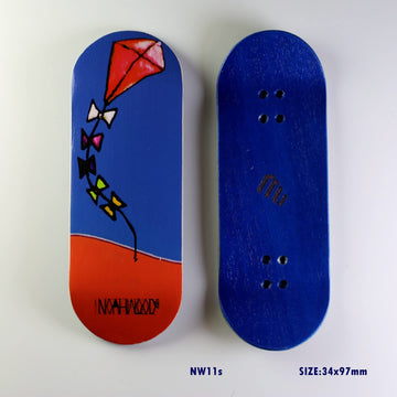NOAHWOOD Fingerboards Deck (34.2x97mm 5-Layer Maple Wooden Handmade by NW11s Molds)+2 Pcs Grip Tape (Kite)