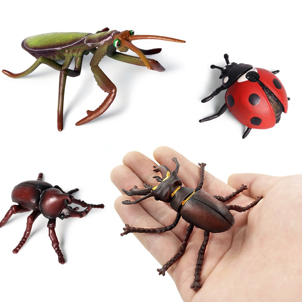 Odowalker 8 Pcs Lifelike Assorted Plastic Insects Bugs Figures Model