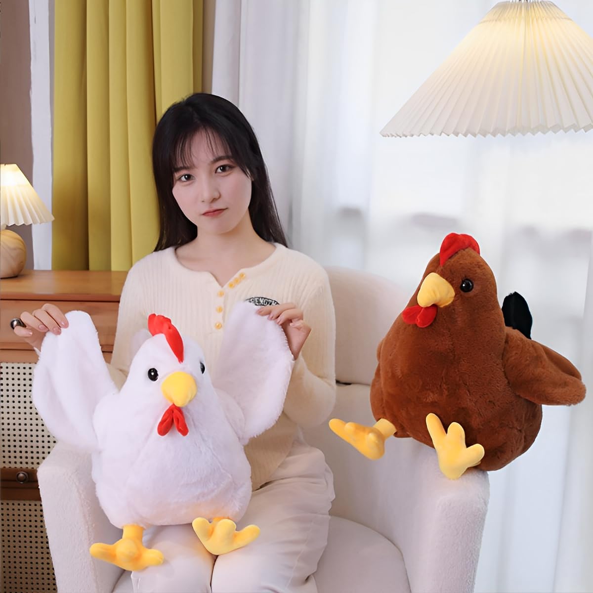 JPORSHU 12 Inch Soft Chicken Stuffed Animal?Realistic Rooster Plush Toy?for Kids Girls Boys on Easter Christmas Birthday Room Decor (brown-12 inche)