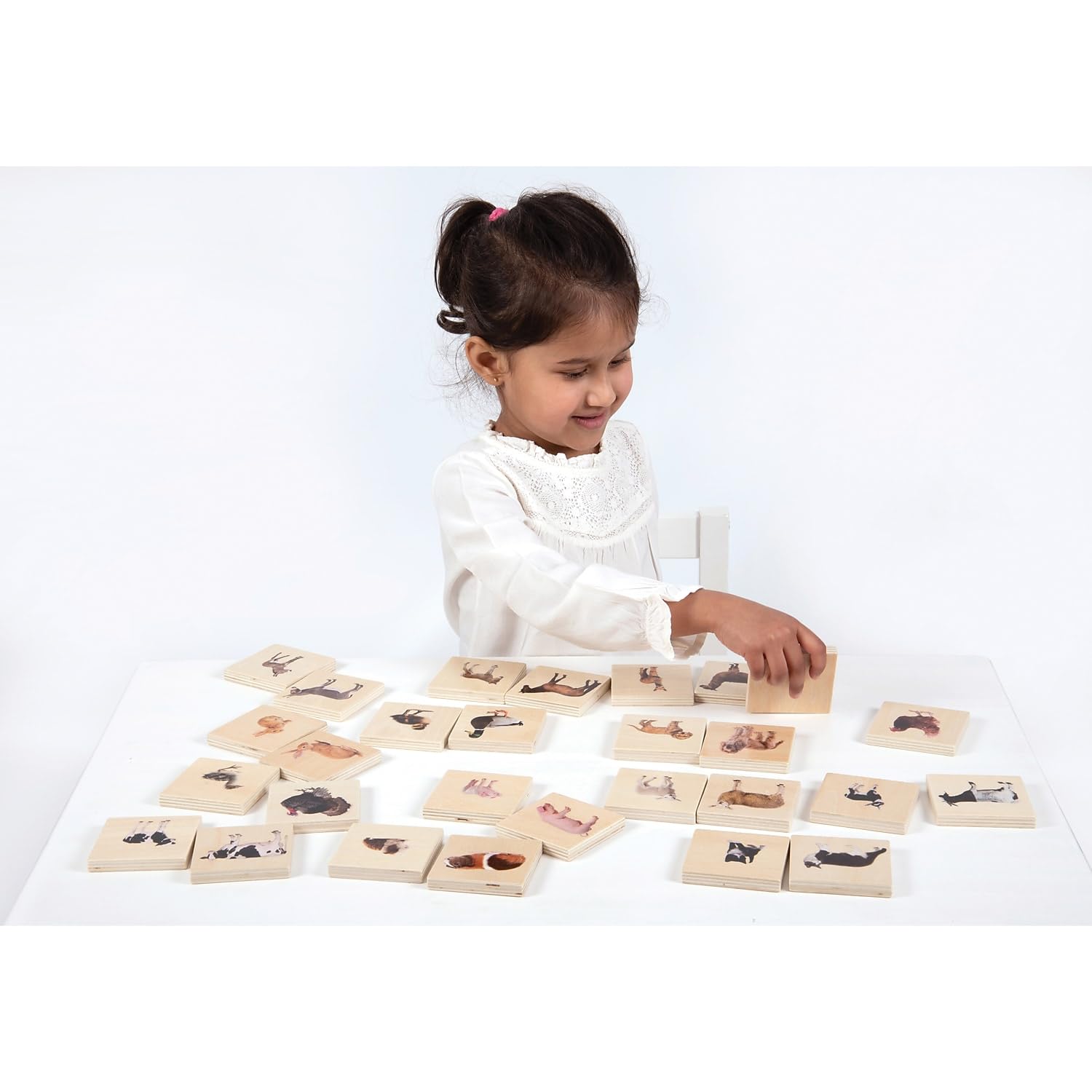 TickiT - 73406 Domestic Animal Family Match - Set of 28 - Real Pictures - Animal Memory Game with Parents and Babies - Animal Matching Game