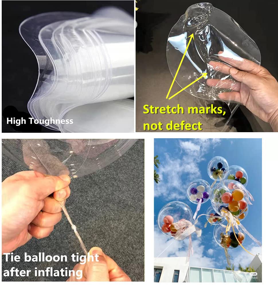 Bobo Balloons, 25 pack Pre Stretched 24 inch Helium/Air Large Clear Balloons for Stuffing, Beautiful DIY Bubble Balloon Decor for Wedding