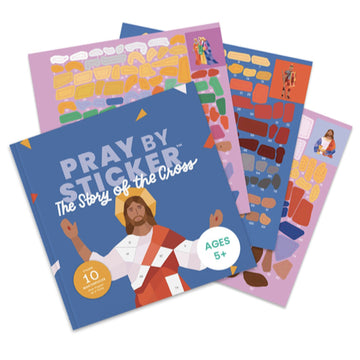 PRAY BY STICKER Book - Story of The Cross Religious Activity - Interactive Faith-Based Learning with Stickers - 9" x 9" Educational & Spiritual Book