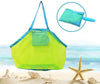 Mesh Beach Bag Large Beach Toy Tote Bags Foldable Sand Toy Bag Green/Blue 18 x 12 x 18 Inch
