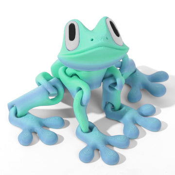 3D Printed 7.92-inch Magnet Frog Toy, Articulated 3D Printed Animals Toys, Can be Used for Refrigerator/Car Decoration. (Cyan)