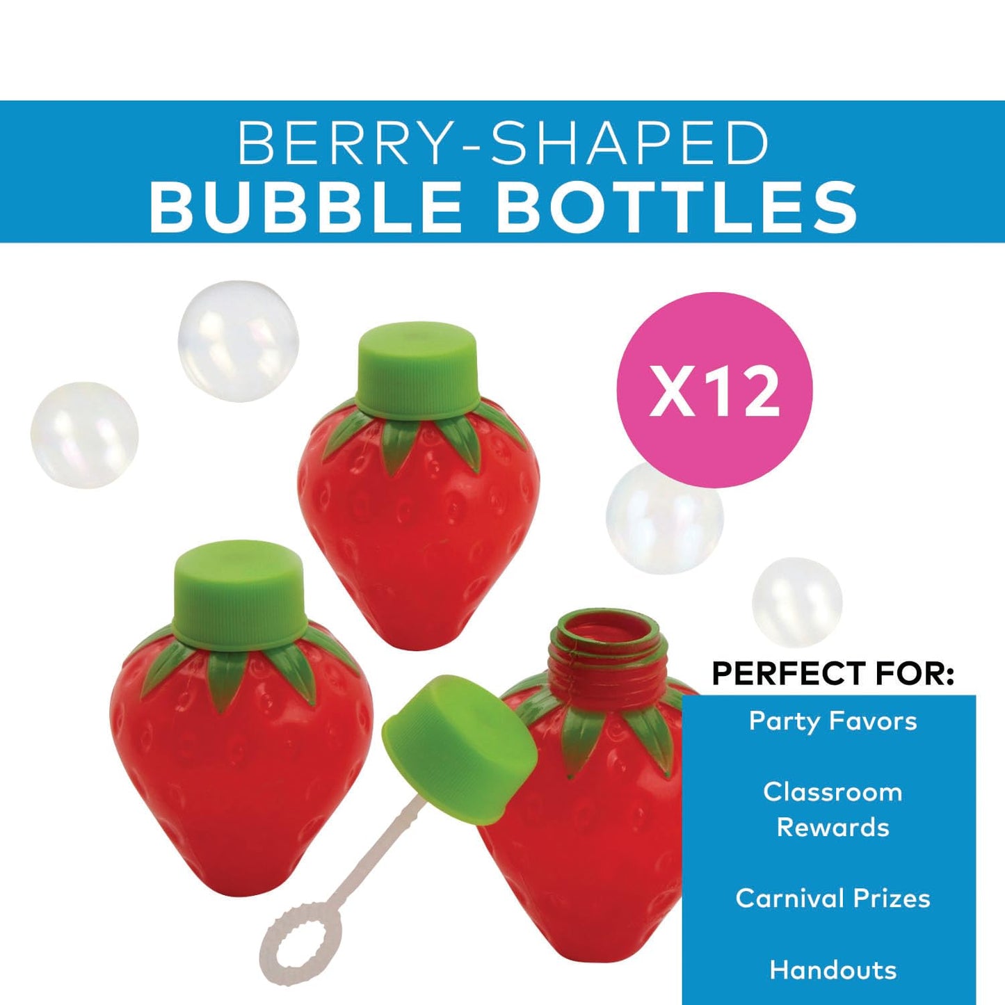 Fun Express Berry-Shaped Bubble Bottles 12 Pack