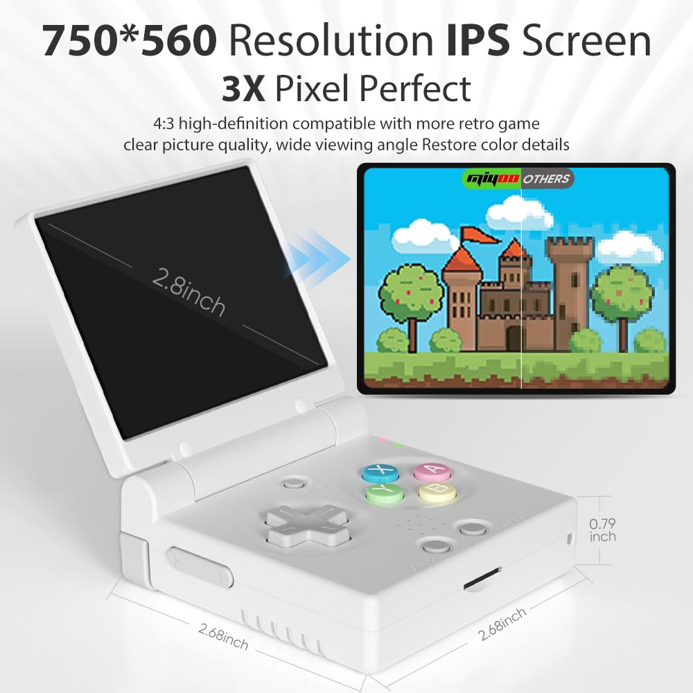 Miyoo Mini Flip Retro Handheld Game Console, 2.8 Inch 750*560 IPS Screen, Portable Linux Emulator Handheld, Gift for Men & Women, Black