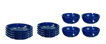Dollhouse Miniature 1:12 Scale 12 Pc Blue Spatter Dishes SET #D2762
