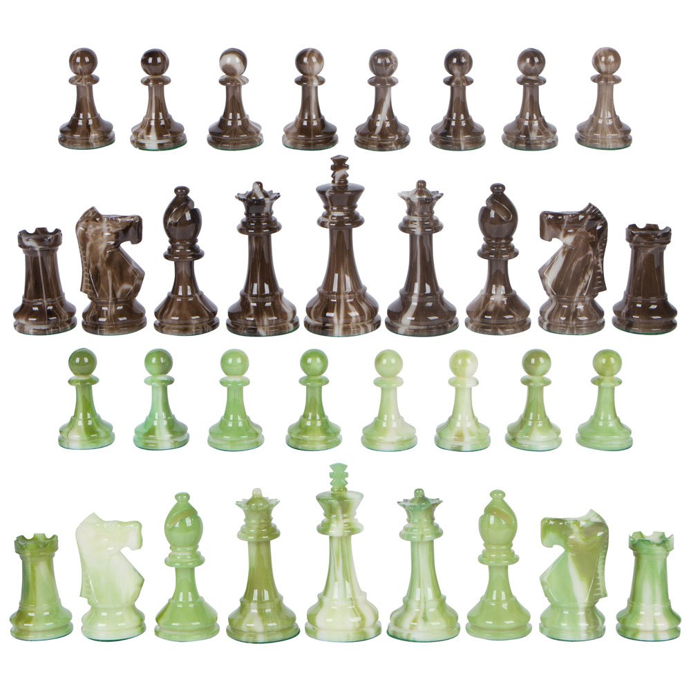 Zeus High Polymer Heavy Weighted Chess Pieces with 3.75 Inch King and Extra Queens, Pieces Only, No Board