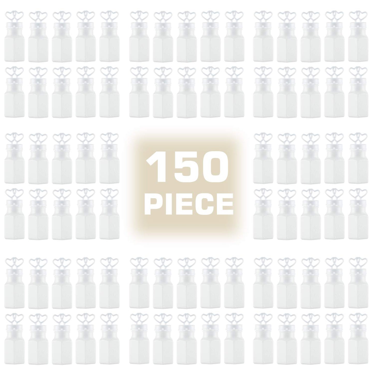 150 Pack White Double Heart Bubble Bottles, Pre Filled Wedding Party Favors