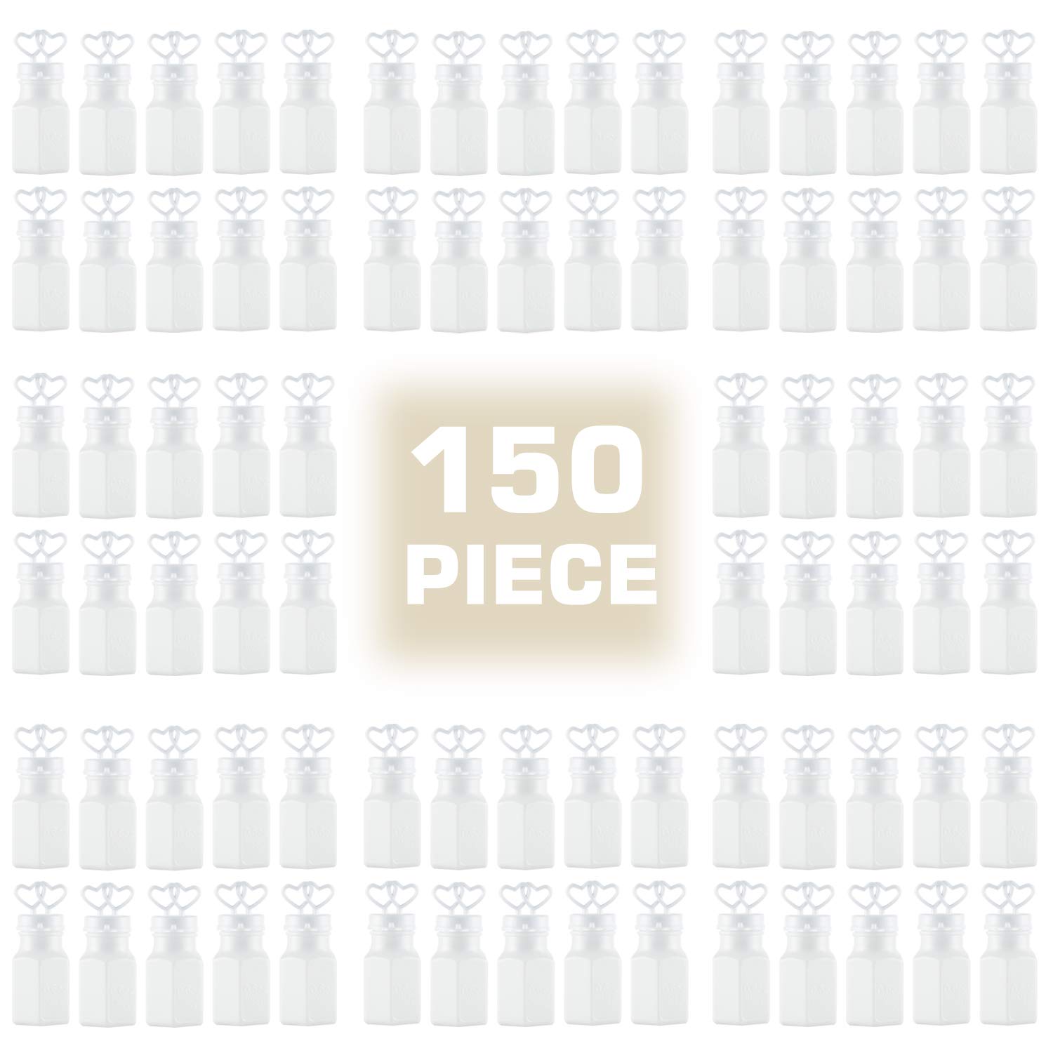 150 Pack White Double Heart Bubble Bottles, Pre Filled Wedding Party Favors