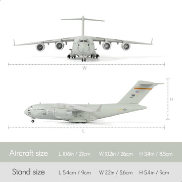 NUOTIE 1/200 C-17 Globemaster III Transport Model Diecast Military Aircraft with Display Stand Highly Detailed Pre-Built Metal Plane for WWII & Modern
