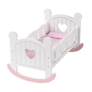 ROBUD Wooden Baby Doll Crib, Baby Doll Bed Toys, Fits Up to 18 Inch Doll Accessories, White