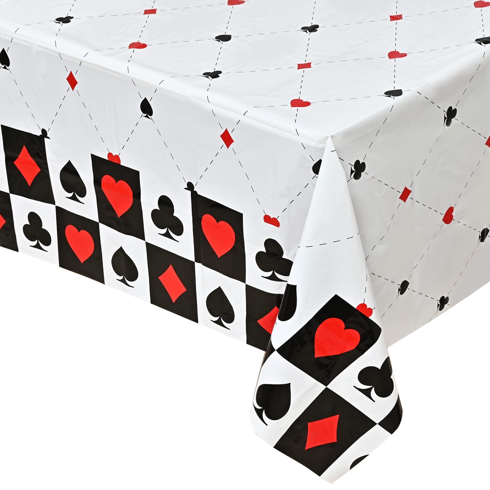 Lecpeting 2 Pcs Casino Tablecloth Casino Plastic Table Covers 87 x 51 Inches Poker Birthday Tablecovers for Birthday Party Supplies