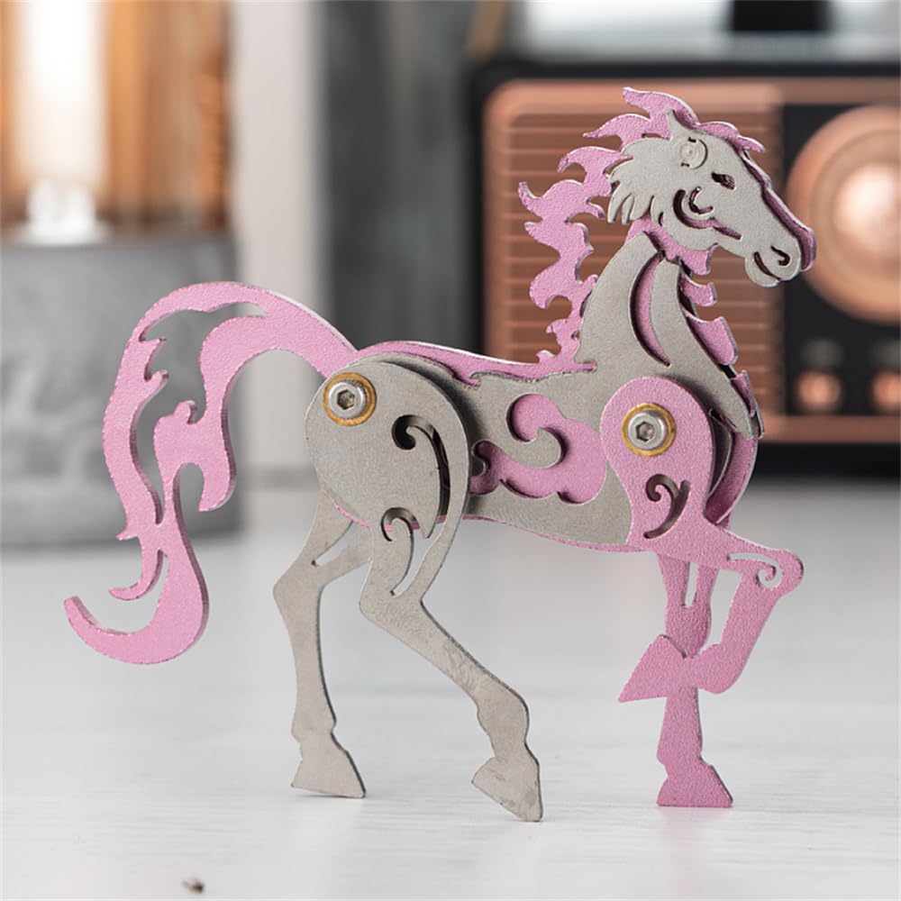 Mokrdomain Horse Zodiac 3D Metal Puzzle, Pink