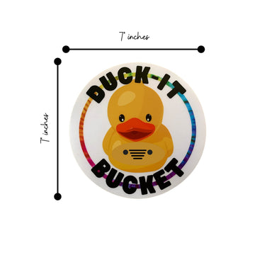Duck Bucket Sticker | 7" Inch Round Sticker | Add to You Bucket of Duck Duck Tags and Rubber Ducks | Clear Background Rubber Duck Design