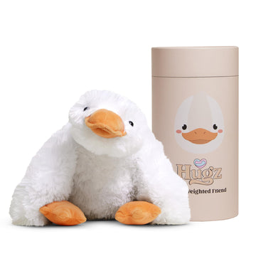 Hugz Official Quackers The Duck - Premium Weighted Stuffed Animal Plushie 3.8 lb for Adults & Kids - Microwavable - Heatable & Coolable - Super Soft