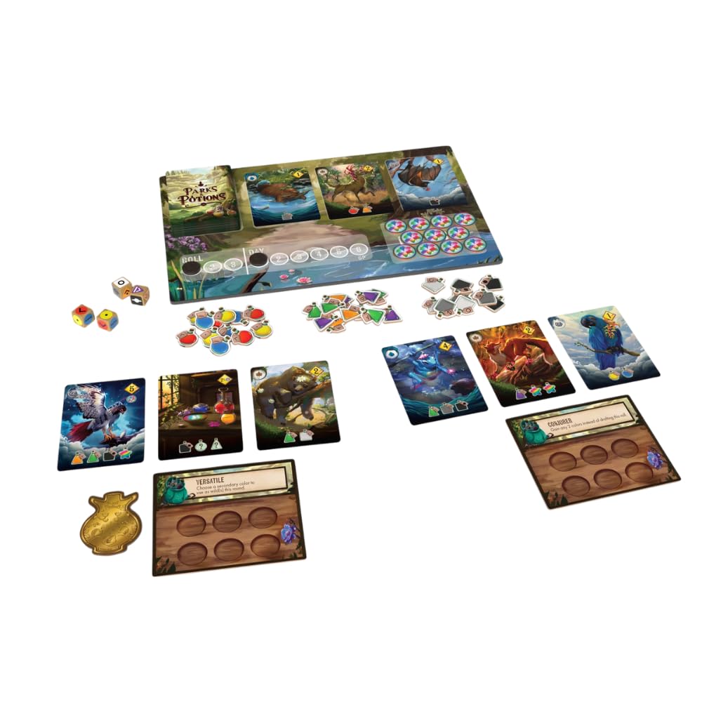 Parks & Potions Board Game - Dice Rolling, Potion Brewing & Animal Healing Strategy Game - Nature Conservation Adventure for Families, Friends