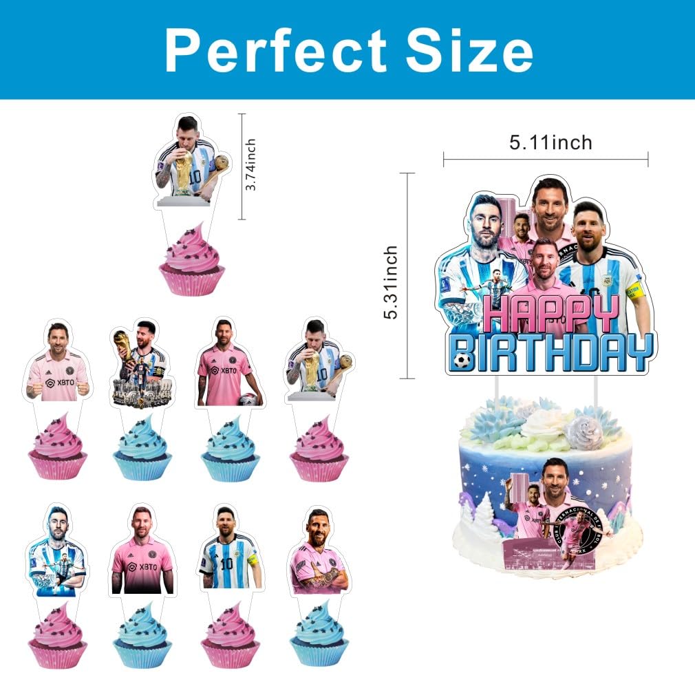 25pcs Soccer Cake Decorations with 1pcs Cake Topper, 24pcs Cupcake Toppers for Football Birthday Party Supplies