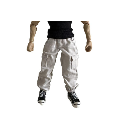 1/12 Action Figure Clothes,1:12Scale Solider tapered cargo pants,Casual Pants for 6" Action Figures,Fashion Pants only (Light Grey)