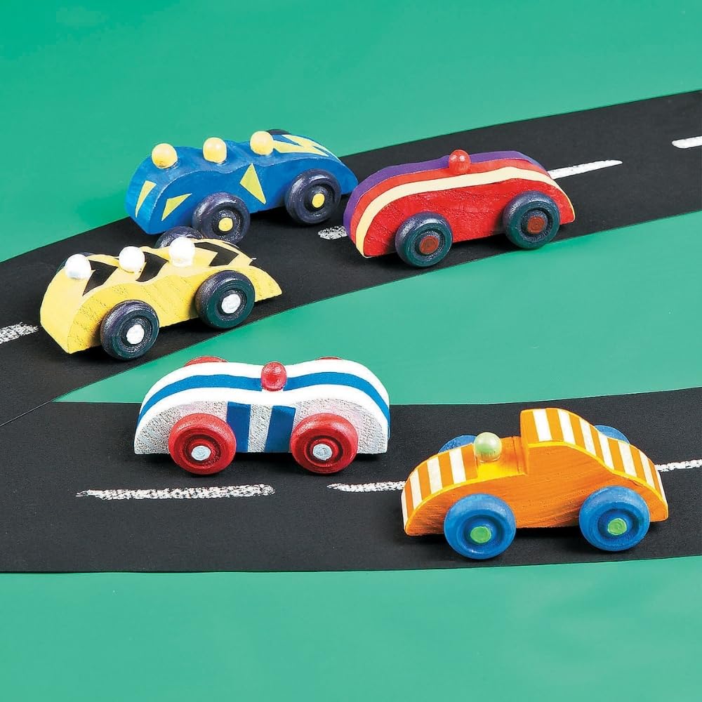 Fun Express Wooden Cars to Paint 12 Pack - DIY Crafts for Kids Ages 4-8 | Kids Crafts Wood Painting Set for Boys & Girls | Perfect for Birthday Party