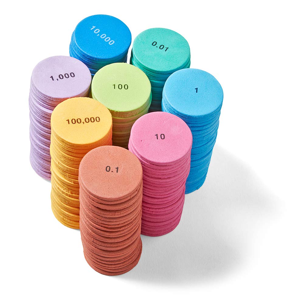 hand2mind Soft Foam Place Value Disks 8 Values, Counting Chips for Kids, Math Counters Kindergarten, Math Teacher Supplies, Base 10 Math Manipulatives