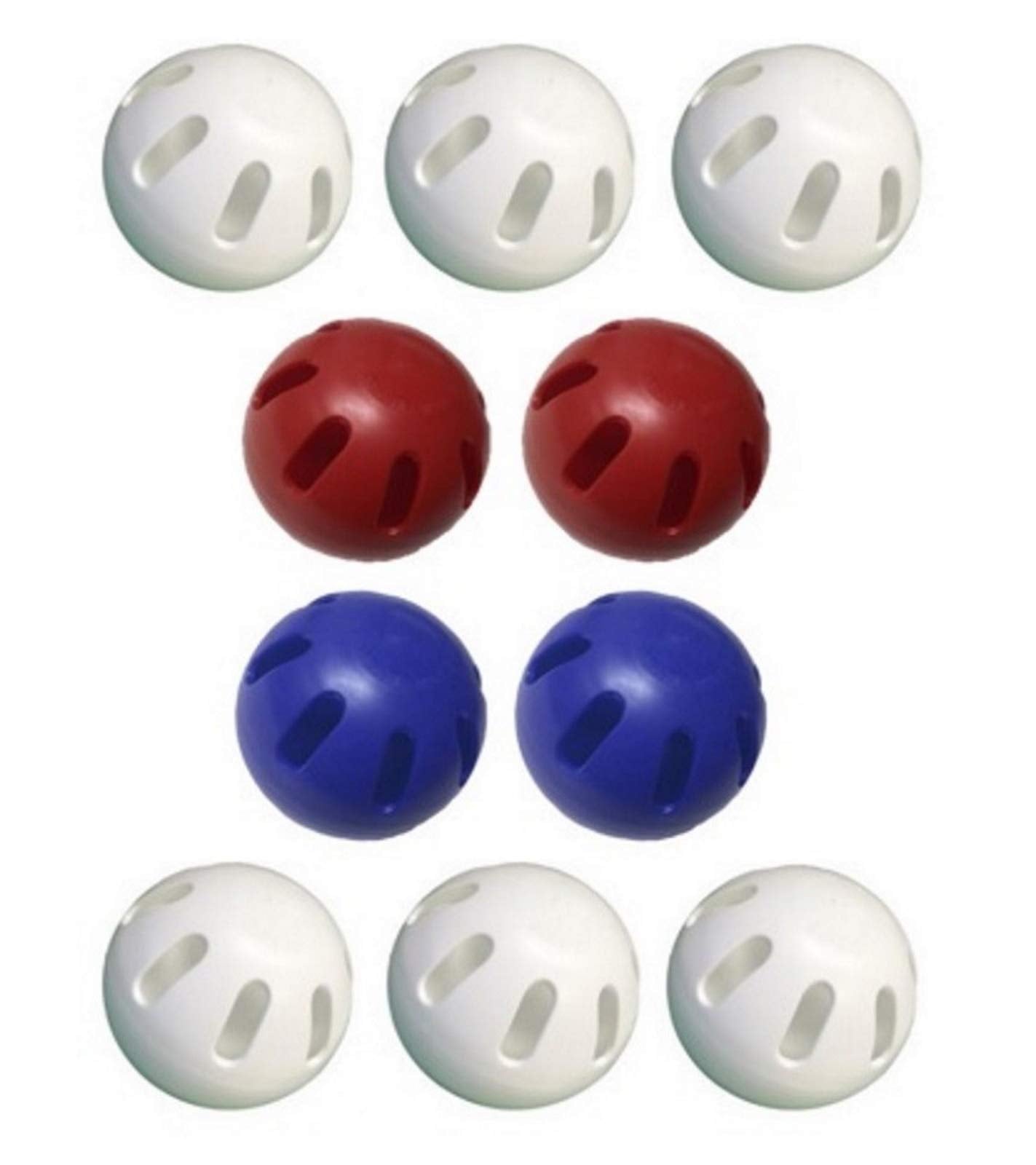 WIFFLE® Ball 10 Bulk Pack Includes Set of 2 Red, 2 Blue and 6 White All Official Wiffle® Balls