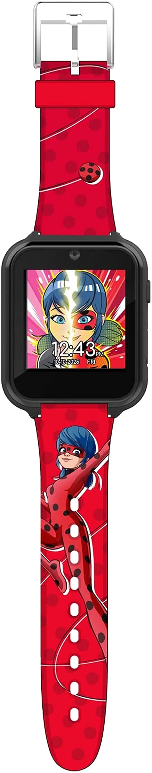 Miraculous Kids Interactive Smartwatch - Touchscreen Watch 10 Changeable Faces, Step Counter, Games, Selfie Cam, Alarm & Timer, Durable Silicone