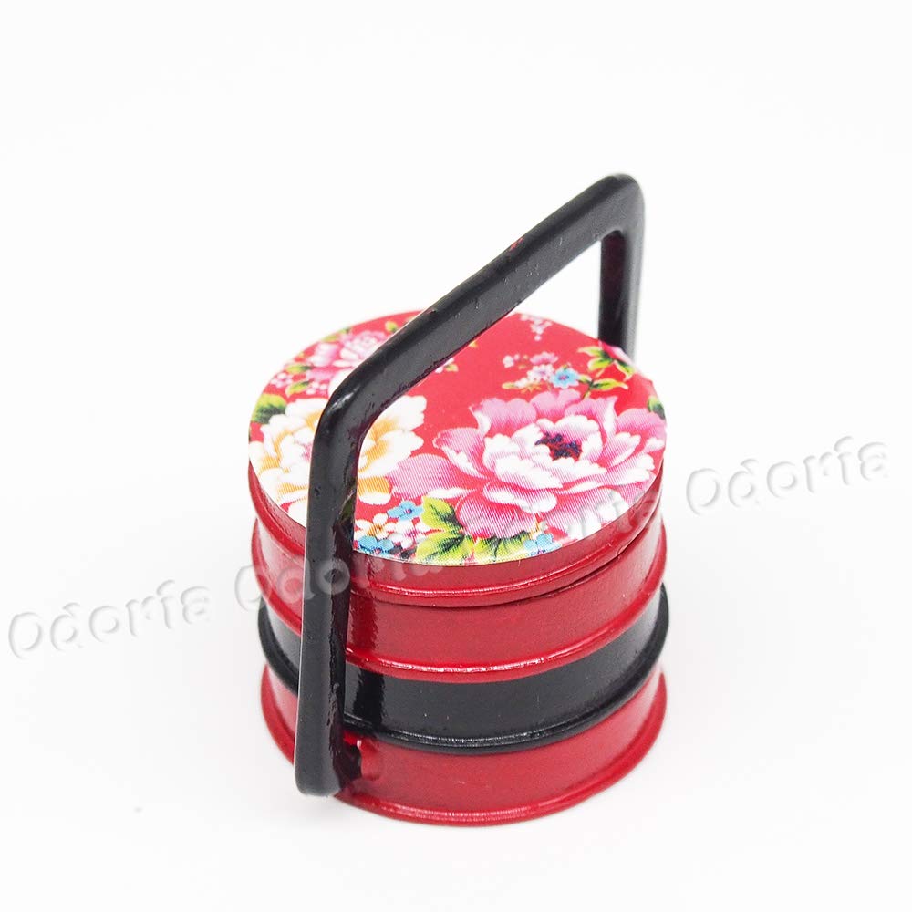 Odoria 1/12 Miniature 3-Tier Lunch Box Bento Dollhouse Decoration Accessories