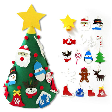 Myuilor 3D DIY Felt Christmas Tree for Kids - 18PCS Xmas Detachable Hanging Ornaments -Upgraded Toddler Christmas Tree Xmas Gifts New Year Decorations