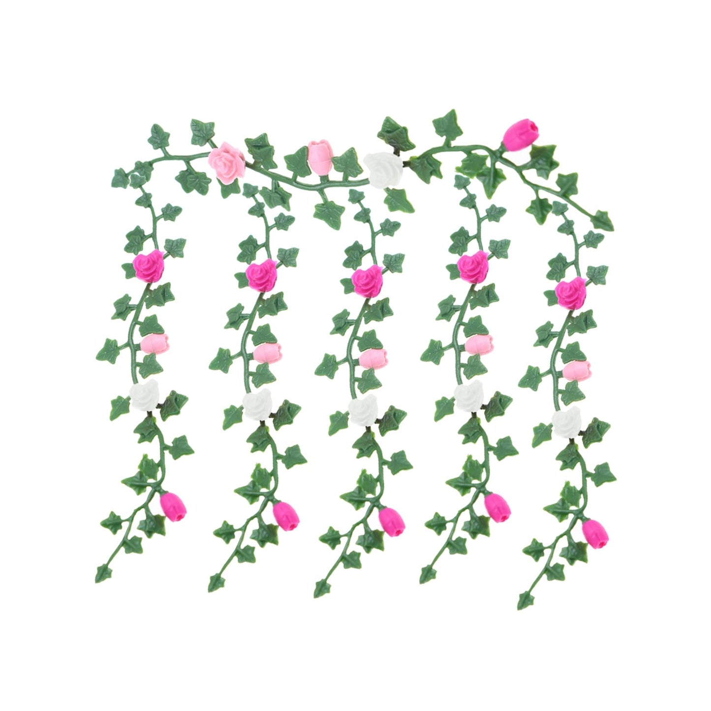 5pcs Miniature Rose Flower Vine, Miniature Grass Flower Tufts, Mini Flowers Vine for Fairy Garden Mini House Micro Landscape Decoration