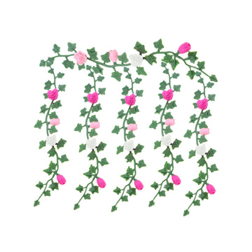 5pcs Miniature Rose Flower Vine, Miniature Grass Flower Tufts, Mini Flowers Vine for Fairy Garden Mini House Micro Landscape Decoration