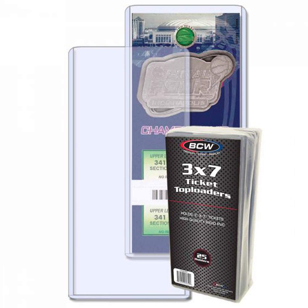 BCW 3x7 - Ticket Toploader (25 Pack) - Rigid PVC Sleeve for Photos, Prints, Tickets, and More | Crystal Clear Topload Holder for Trading Cards