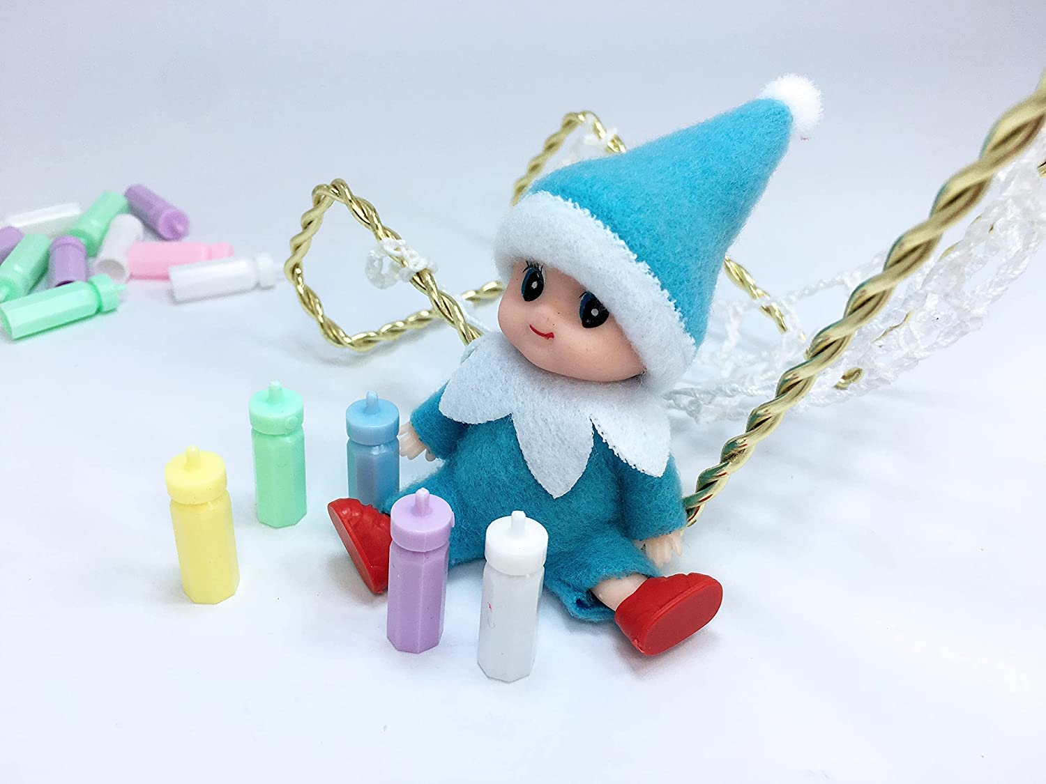 LitoMagic Christmas Baby Elf Doll in Blue Jumpsuit