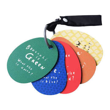 Wee Gallery Stroller Cards - I See In the Market- Food and Colors Travel Activity for Babies and Kids, with Snap on Strap for Walks, Car Seat, Bag