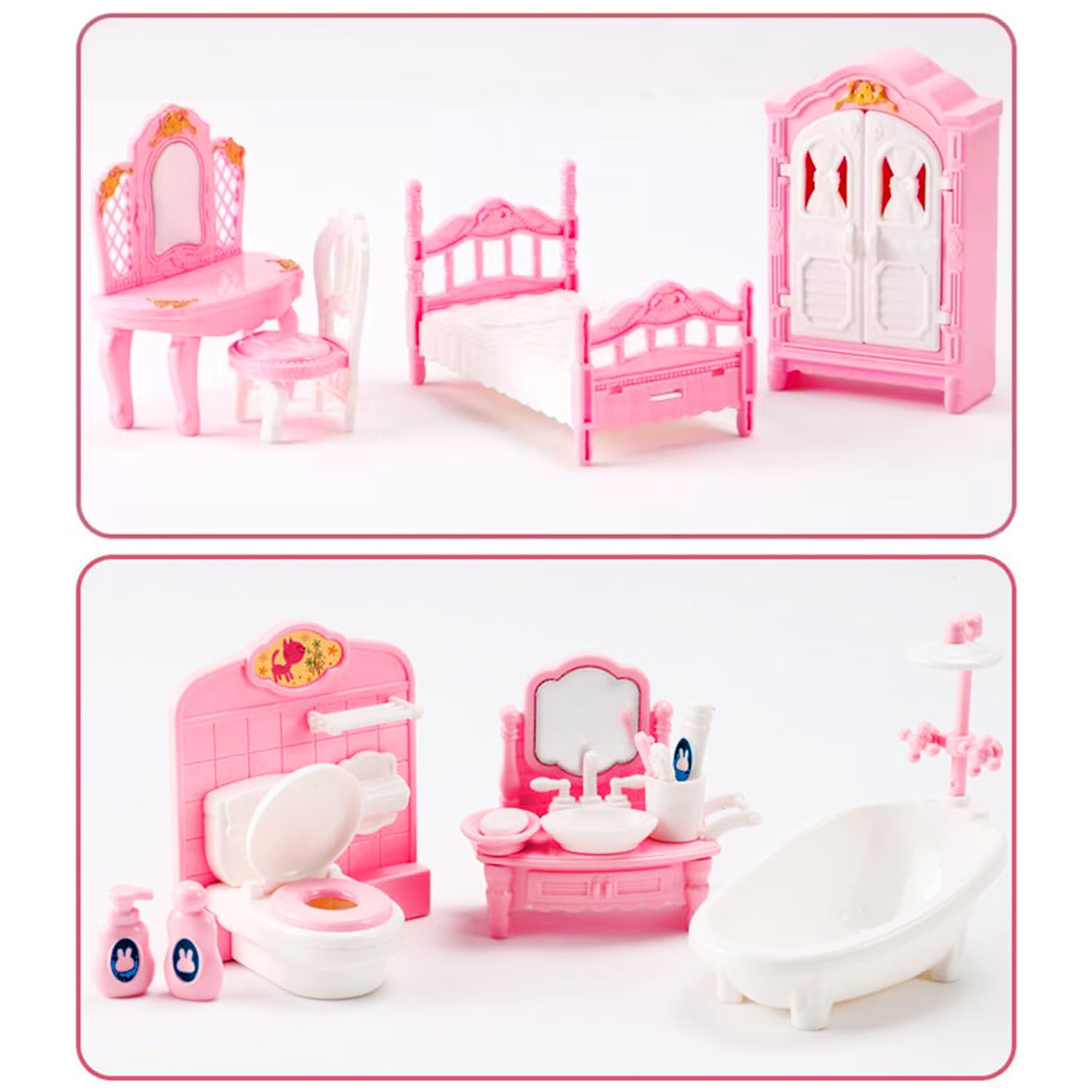35 Pcs Dollhouse Furniture Accessories Set Mini House Furniture Small Dollhouse Miniature Furniture Play House Accessories 1:12 Tiny Kitchen Bedroom