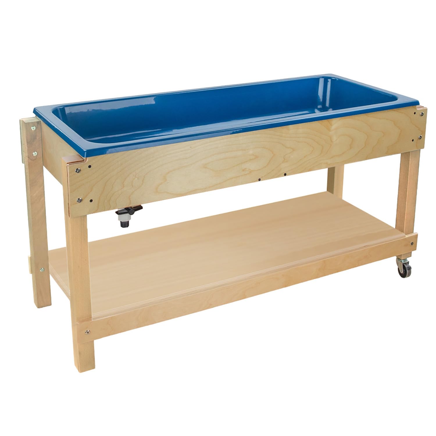 GREENGUARD Gold Certified Sand and Water Activity Table for Kids, Birch Plywood Classroom Sensory Play Table with Plastic Tub, Locking Casters