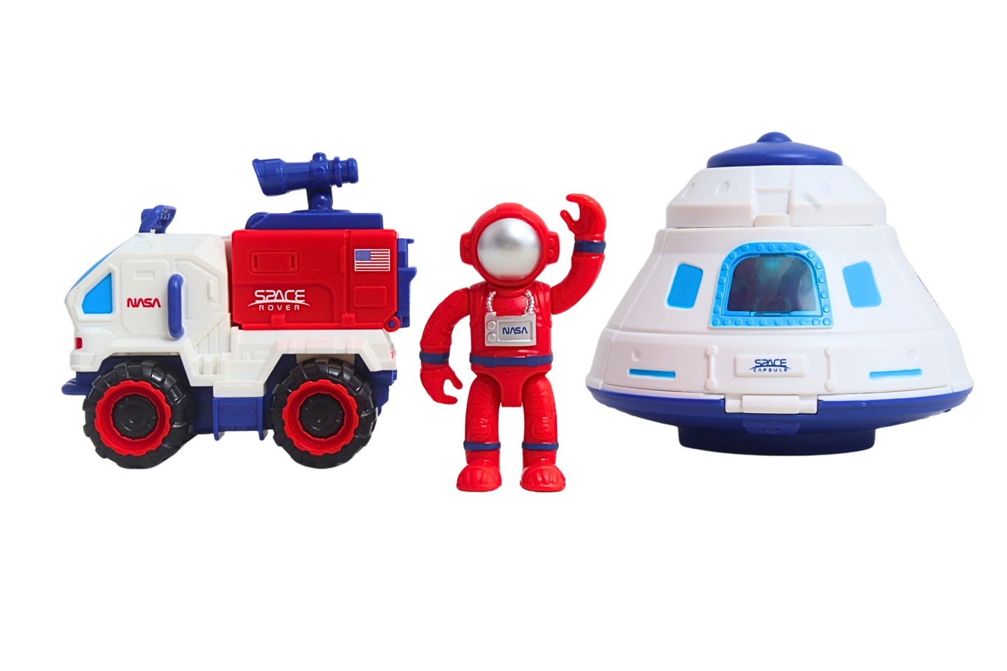 Space Adventure Space Capsule Playset with Light-Up Door, Lunar Rover & 2 Astronaut Figures, Plastic Space Toy & Collectible for Kids Ages 3+
