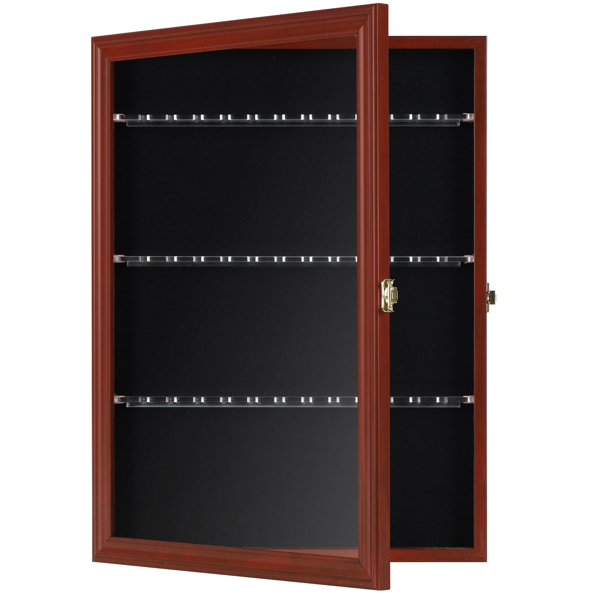 36 Souvenir Tea Spoon Display Case Rack Wall Mountable Cabinet Frame with Lockable Door Mahogany Finish