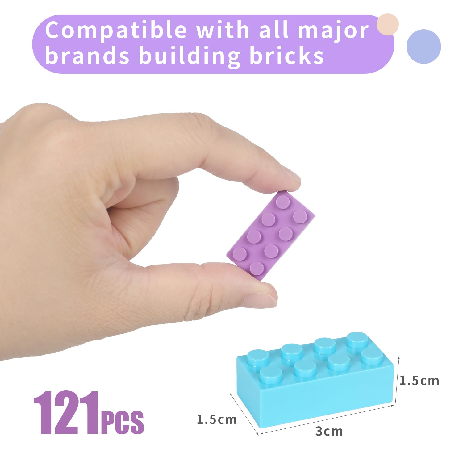 ekuzi Building Bricks 121 Pieces 2x4 Multi-Color Building Block,Compatible with Classic Building Block,Creative Building Block Toys