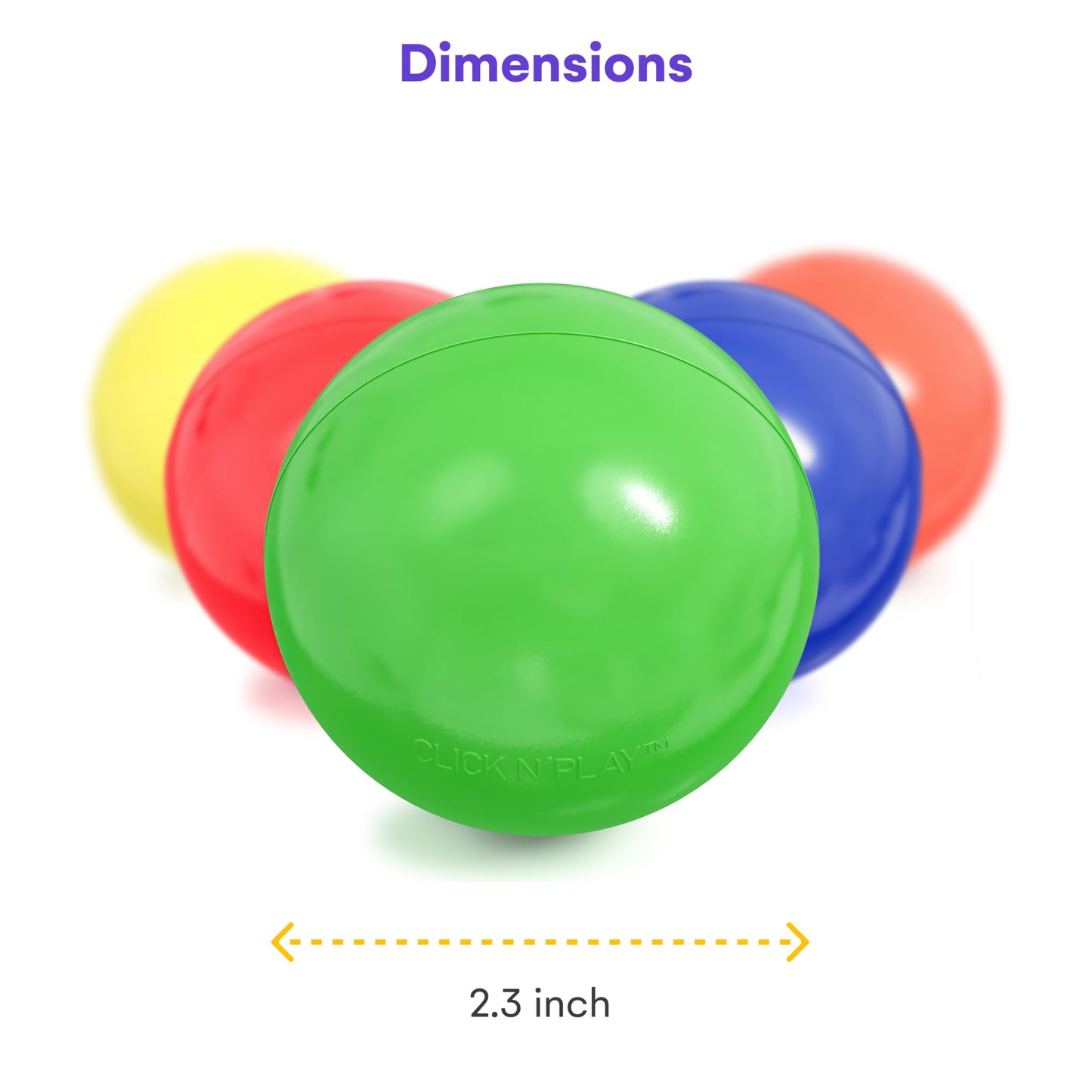Click N' Play Ball Pit Balls for Kids, 200 Pack - Plastic Refill Balls, Phthalate & BPA Free, Reusable Storage Bag with Zipper, Gift for Toddlers
